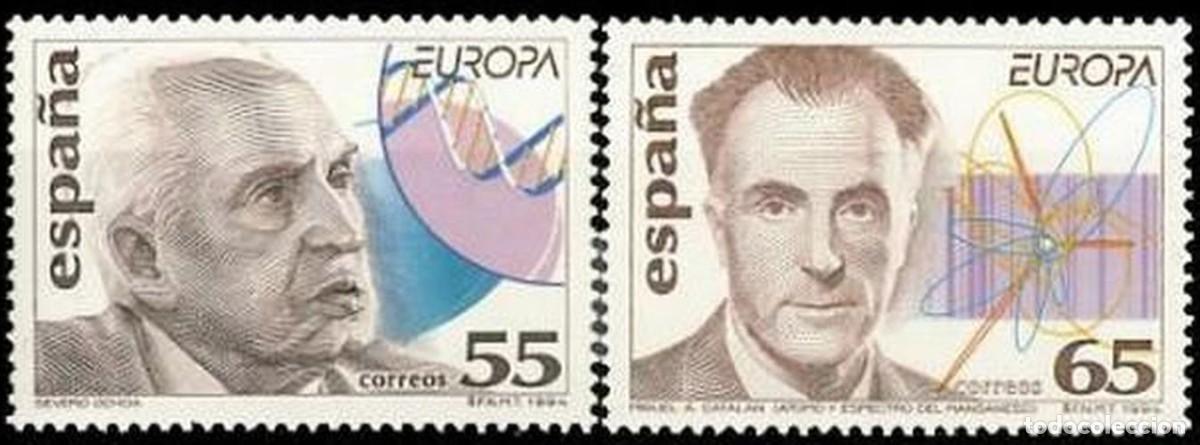 Sellos: Espa&ntilde;a 1994 Edifil 3301/2 Sellos ** Europa CEPT Personajes Severo Ochoa de Albornoz Nobel Psicologia
