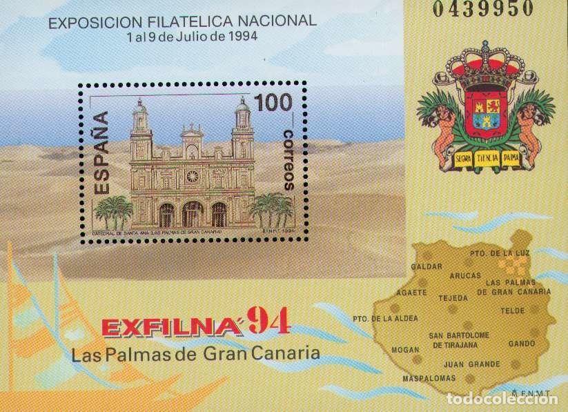 Sellos: Espa&ntilde;a 1994 Edifil 3313 Sello ** HB Esposici&oacute;n Filatelica Nacional EXFILNA Catedral de Las Palmas