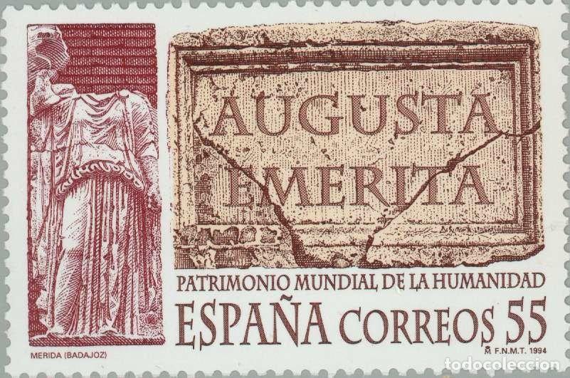 Sellos: Espa&ntilde;a 1994 Edifil 3316 Sello ** Merida Patrimonio Mundial de la Humaniad Cariatide del Foro y Tabli