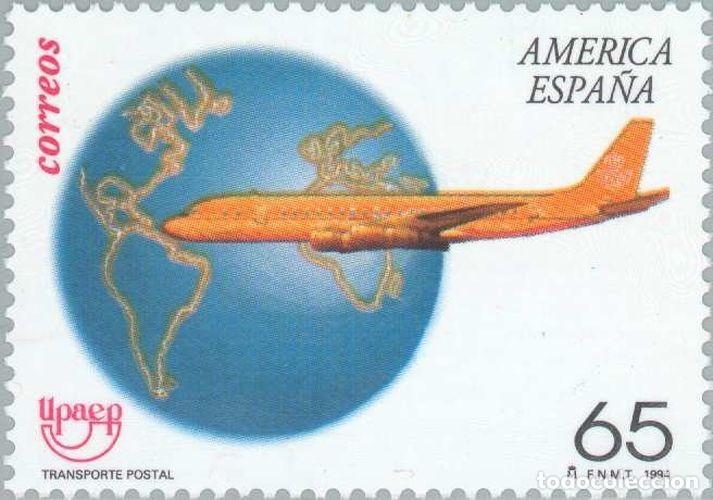Sellos: Espa&ntilde;a 1994 Edifil 3321 Sello ** America UPAEP Transporte Postal Avion y Globo Terrestre Michel 3178