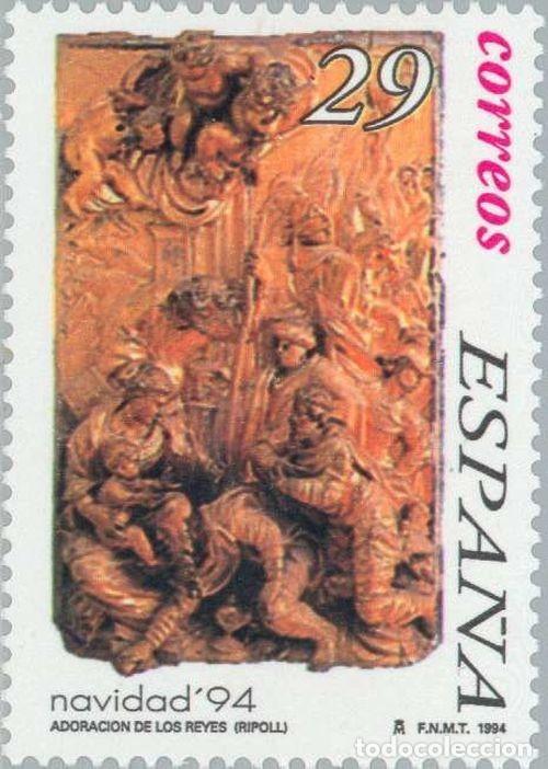 Sellos: Espa&ntilde;a 1994 Edifil 3335 Sello ** Navidad Adoraci&oacute;n Reyes Magos Ripoll Michel 3192 Yvert 2926 Spain