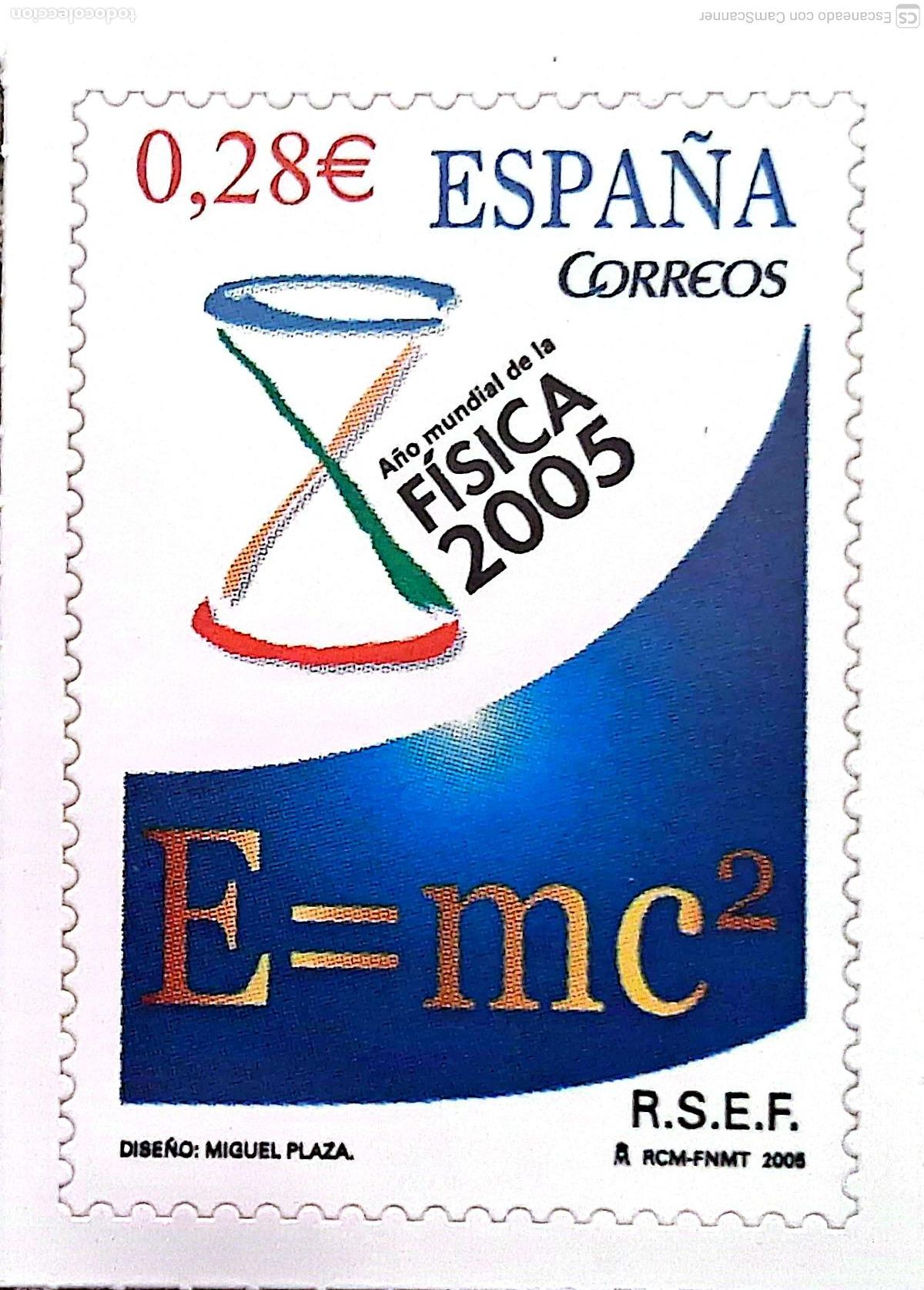 Sellos: Espa&ntilde;a. 4163 A&ntilde;o Mundial de la F&iacute;sica: Logotipo. 2005. Oferta bajo facial.