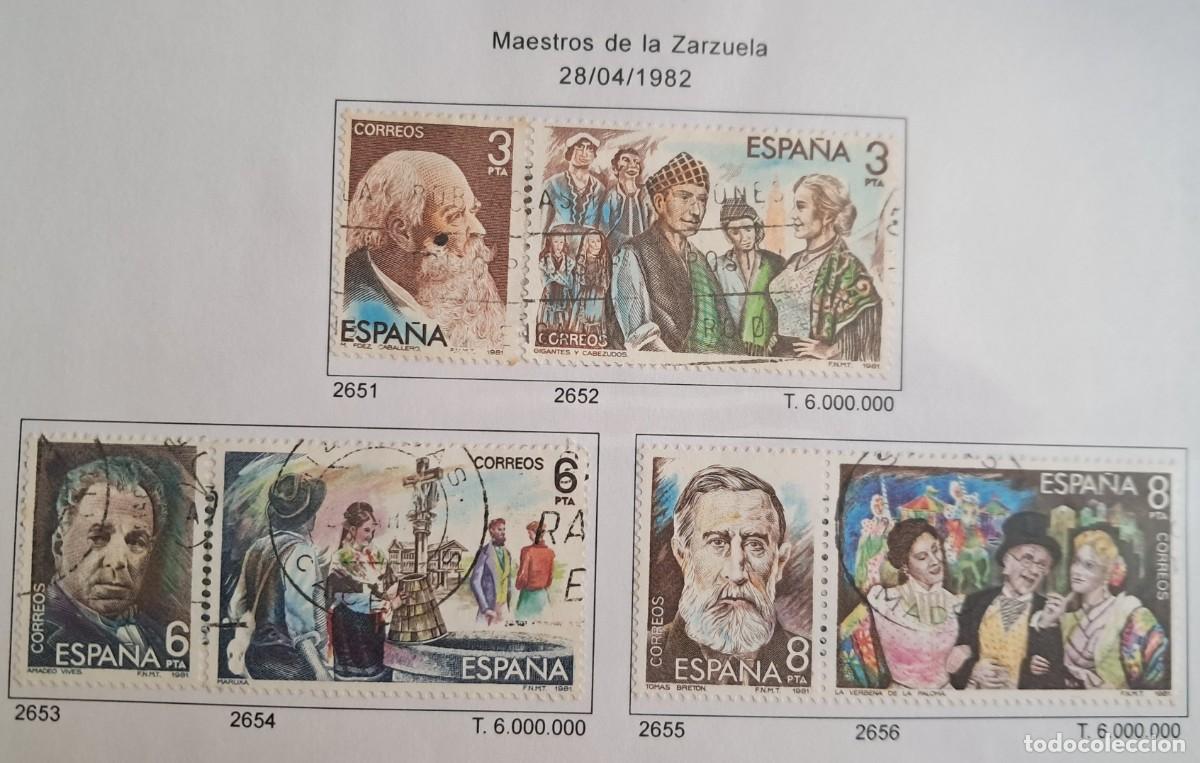 Sellos: serie completa de sellos de Espa&ntilde;a usados, maestros de la zarzuela, edifil 2651-2656, a&ntilde;o 1982