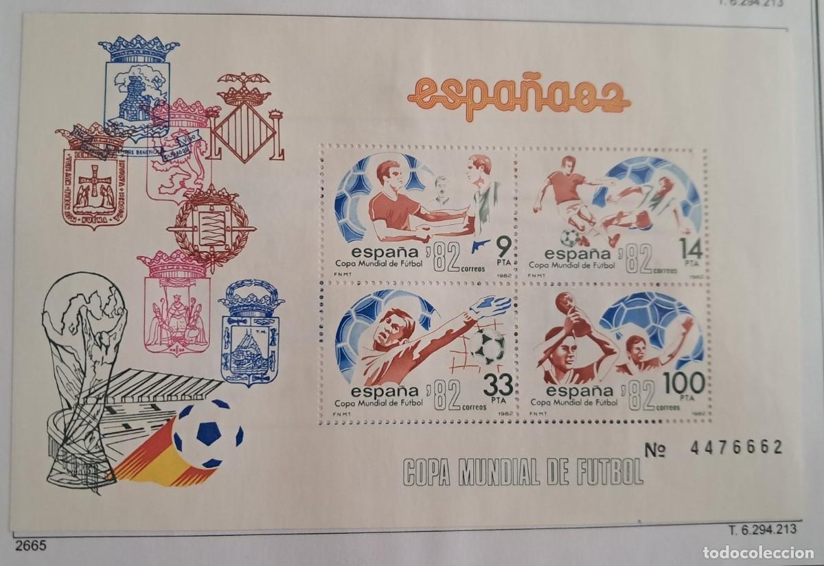 Sellos: Edifil 2665 HB HOJITA serie completa sellos de Espa&ntilde;a a&ntilde;o 1982 Copa Mundial de Futbol 2661-2665