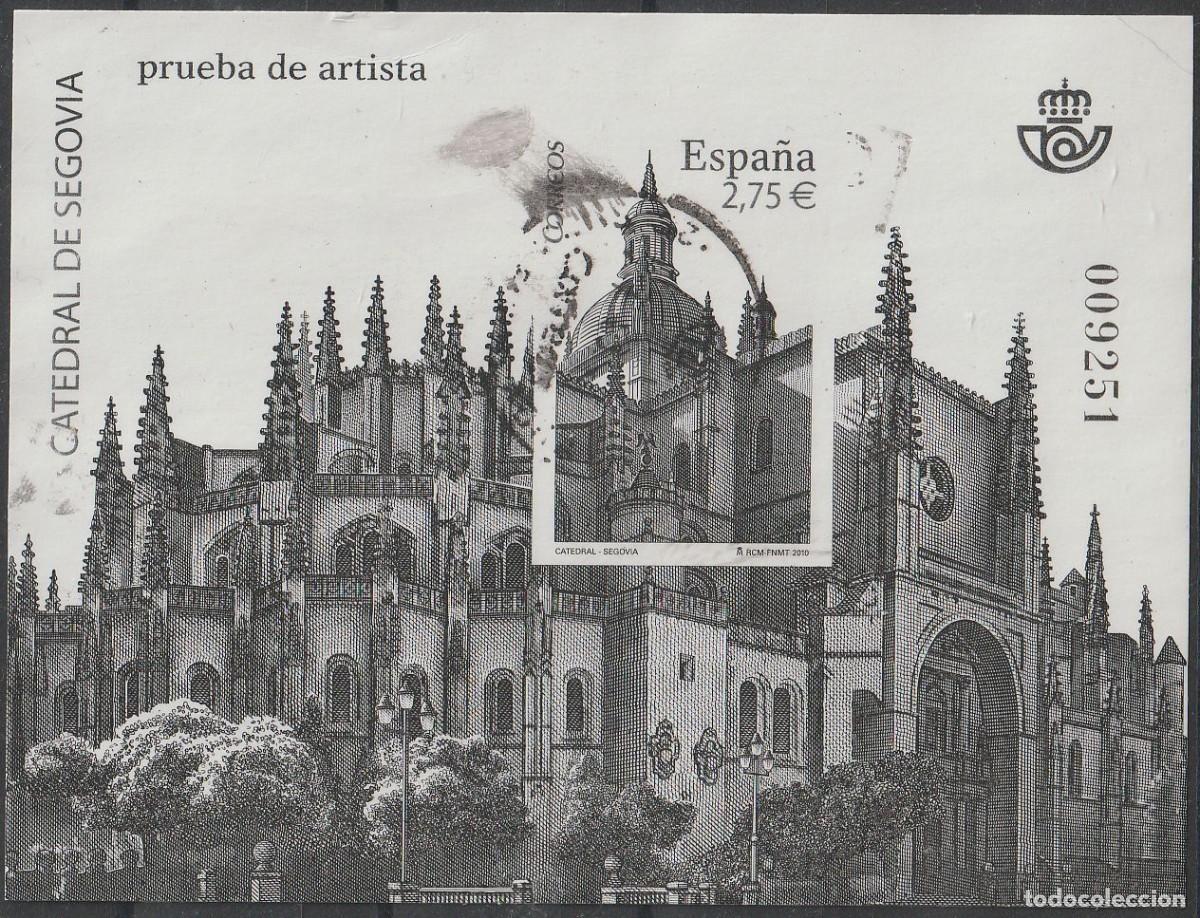 Sellos: Espa&ntilde;a 2010 Edifil 4580 Sello &ordm; HB Catedral de Segovia Prueba de artista Michel BL196 Yvert BF188