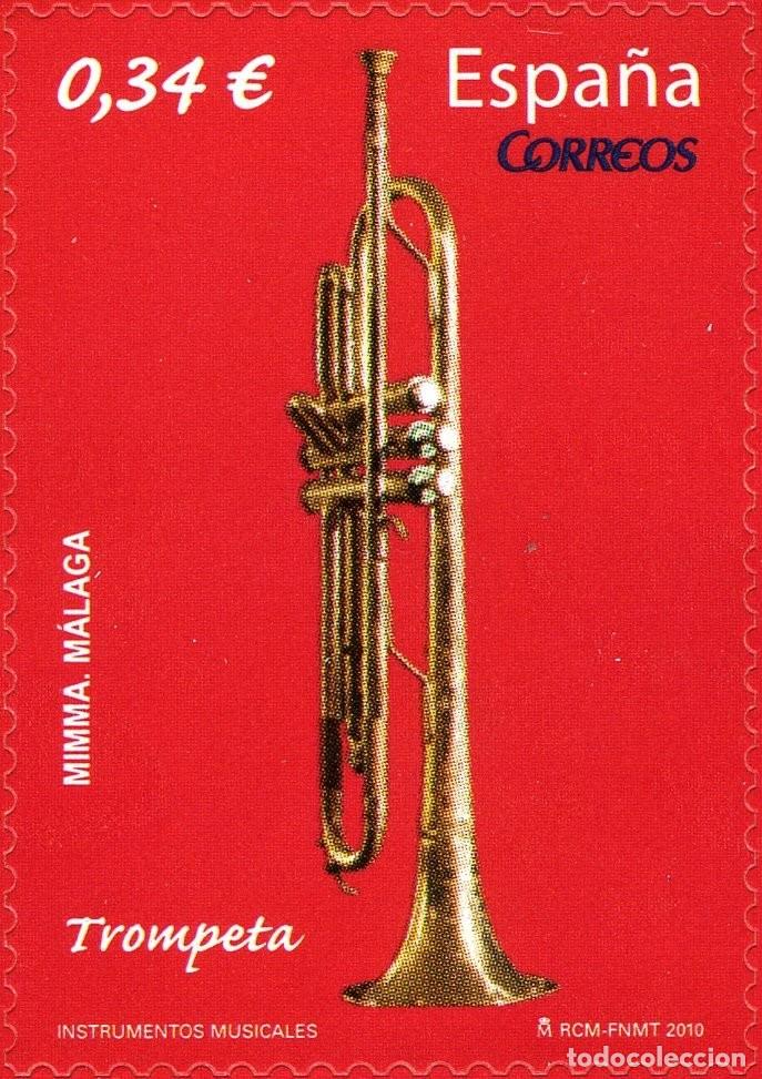 Sellos: Espa&ntilde;a 2010 Edifil 4549 Sello ** Instrumentos Musicales Trompeta Michel 4497 Yvert 4202 Spain Stamp