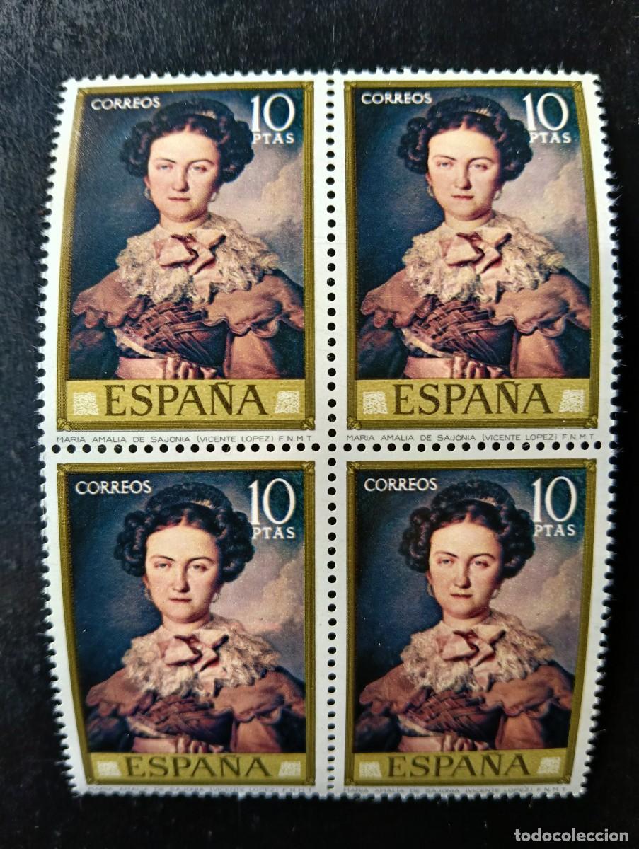 Sellos: Espa&ntilde;a 1973 - Edifil 2152 - Vicente L&oacute;pez Porta&ntilde;a - Mar&iacute;a Amalia de Sajonia - Bloque de 4