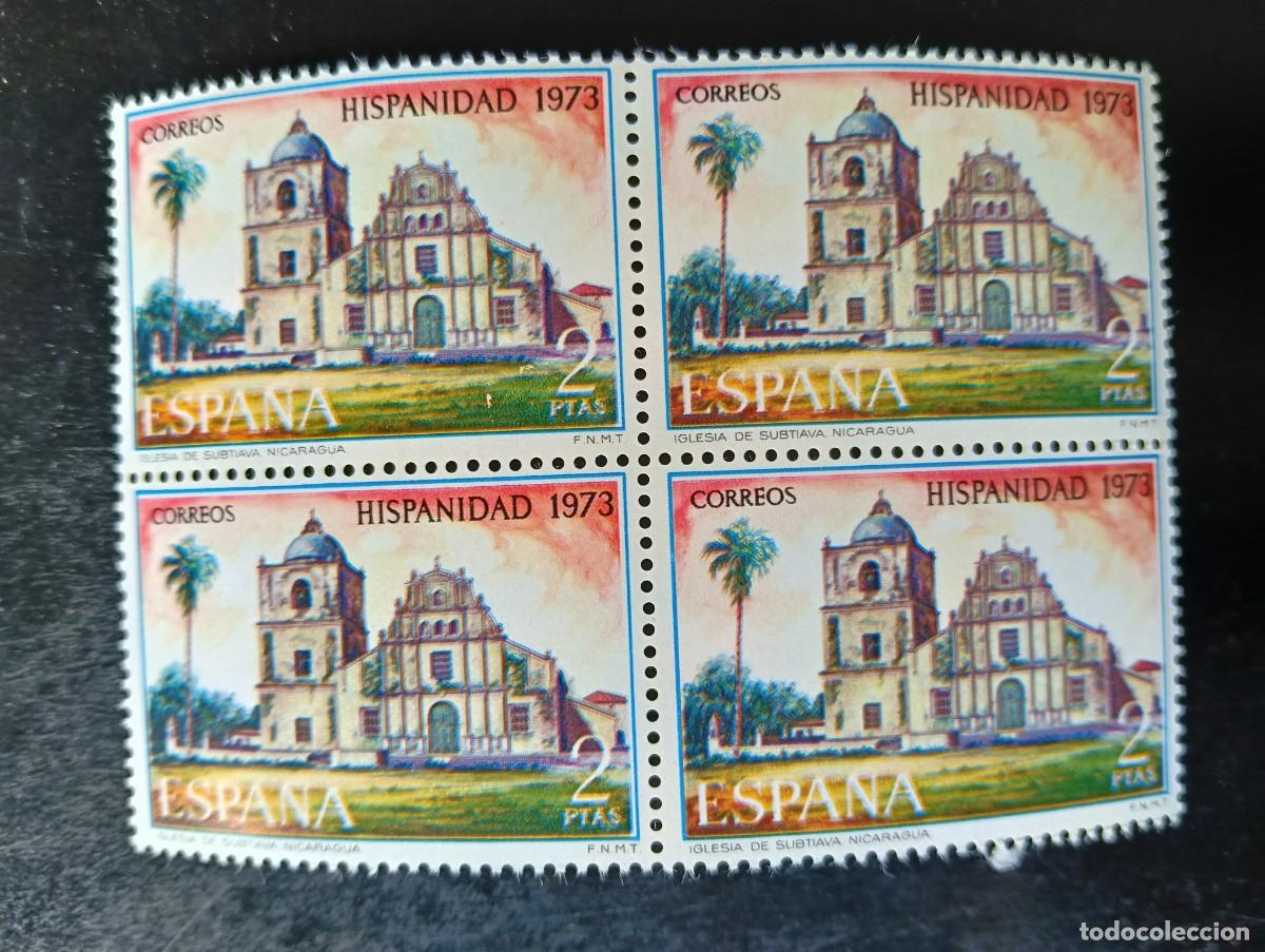 Sellos: Espa&ntilde;a 1973 - Edifil 2155 - Hispanidad. Nicaragua. Iglesia de Subtiava - Bloque de 4