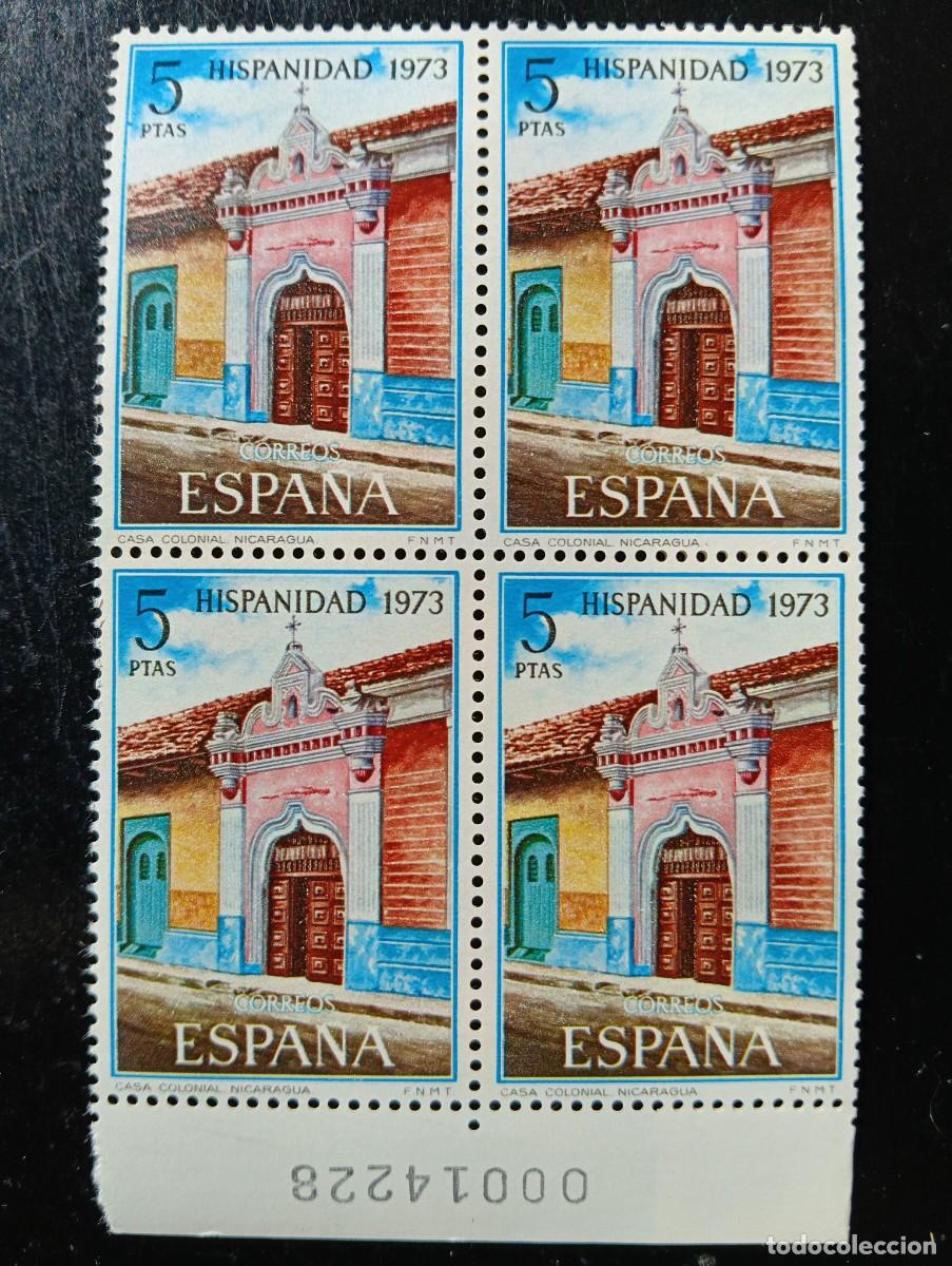 Sellos: Espa&ntilde;a 1973 - Edifil 2156 - Hispanidad. Nicaragua. Casa colonial - Bloque de 4