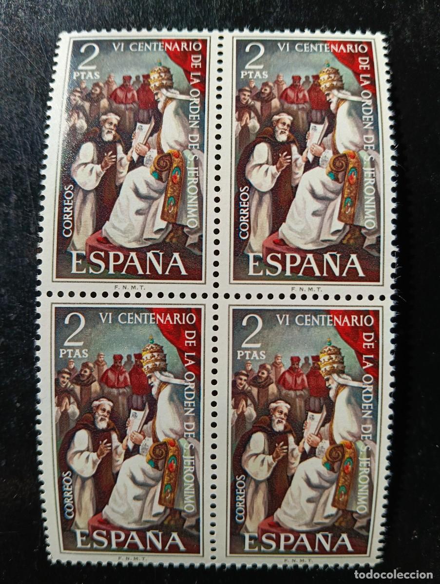 Sellos: Espa&ntilde;a 1973 - Edifil 2158 - VI centenario Orden de San Jer&oacute;nimo. Gregorio XI - Bloque de 4