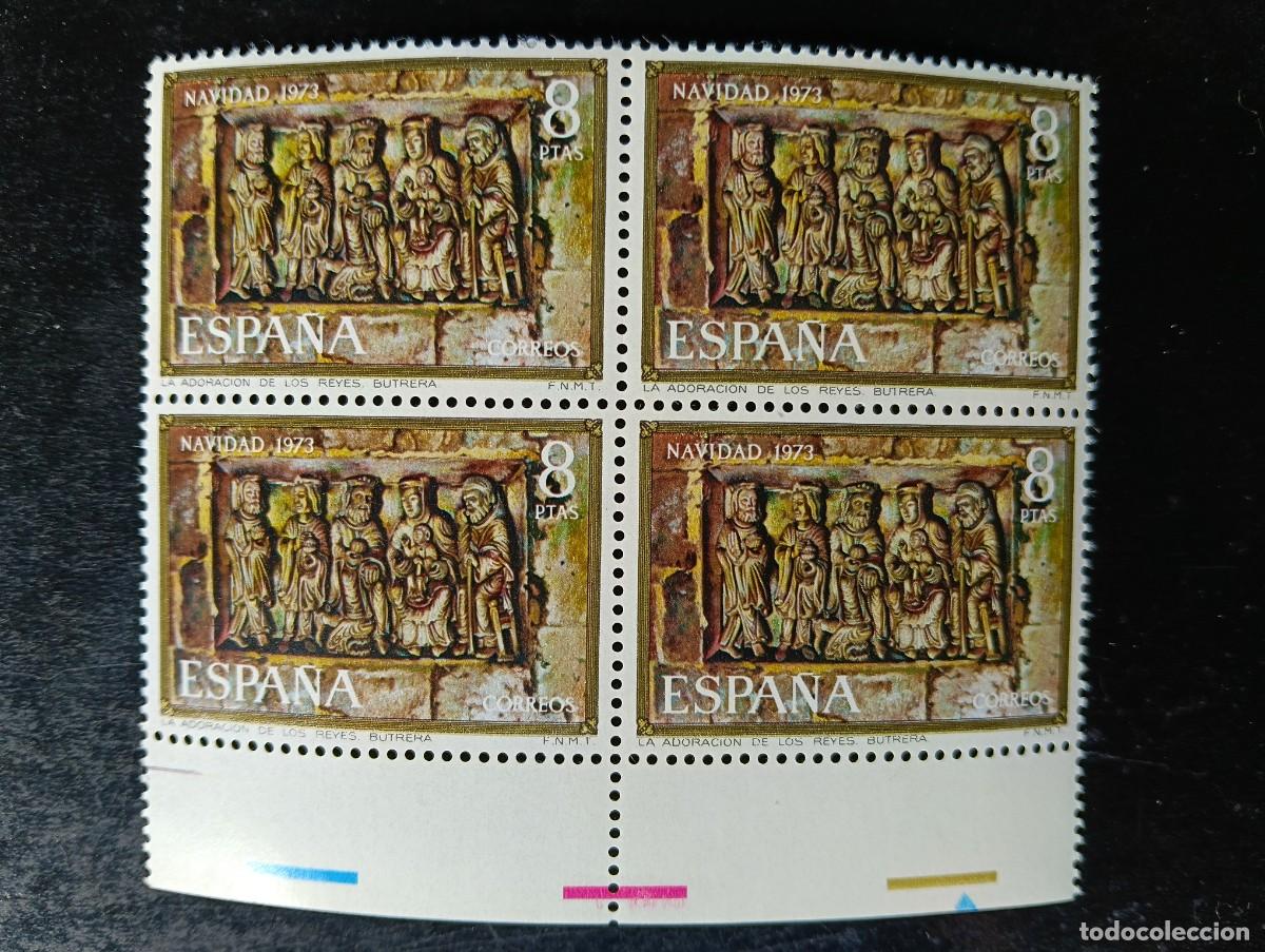 Sellos: Espa&ntilde;a 1973 - Edifil 2163 - Navidad. Adoraci&oacute;n Reyes Magos. Iglesia de Butrera - Bloque de 4