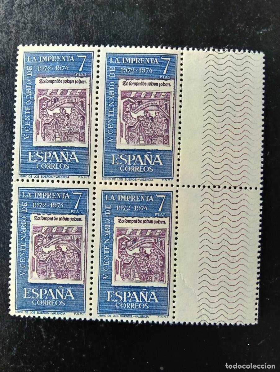 Sellos: Espa&ntilde;a 1973 - Edifil 2165 - V centenario de la imprenta. Libro de los Sue&ntilde;os - Bloque de 4
