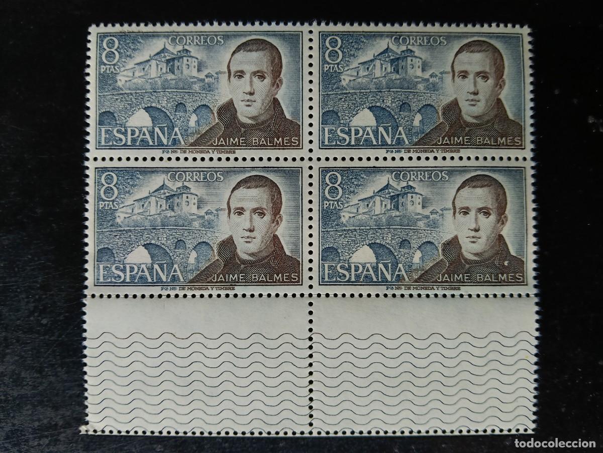 Selos: ESPA&Ntilde;A 1974 - edifil 2180 - PERSONAJES ESPA&Ntilde;OLES, JAIME BALMES- bloque de 4
