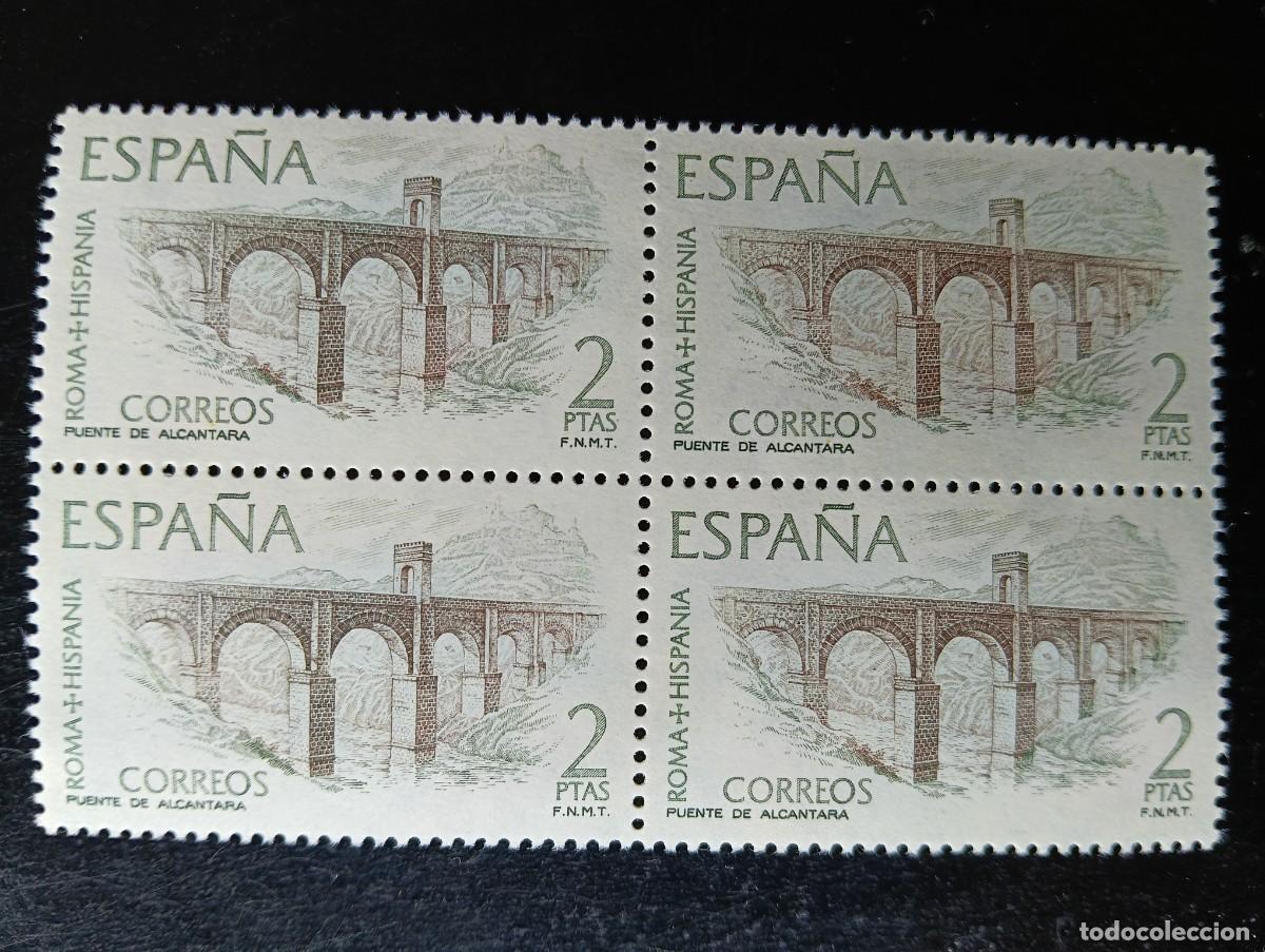 Sellos: Espa&ntilde;a 1974 - Edifil 2185 - Roma-Hispania. Puente de Alc&aacute;ntara - Bloque de 4