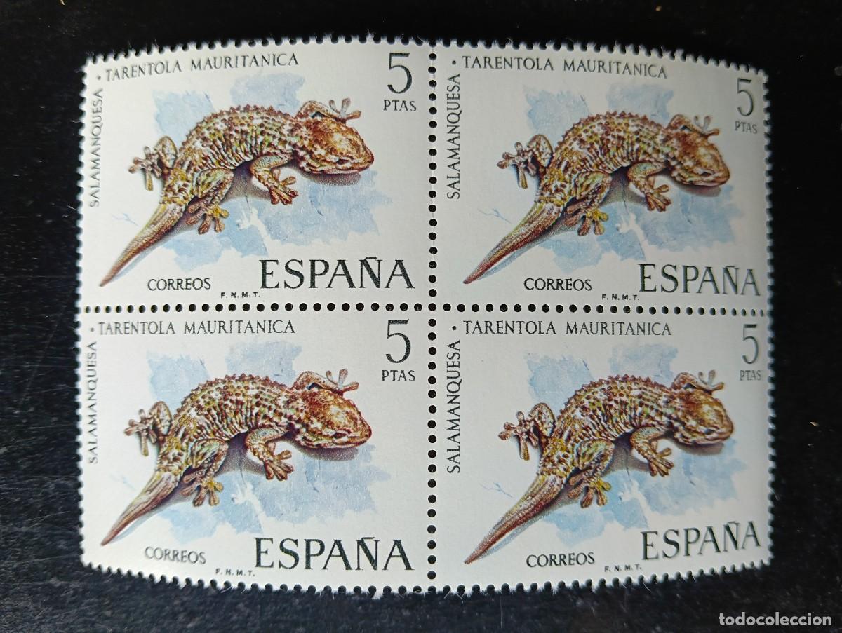 Sellos: Espa&ntilde;a 1974 - Edifil 2194 - Fauna hispanica. salamanquesa - bloque de 4