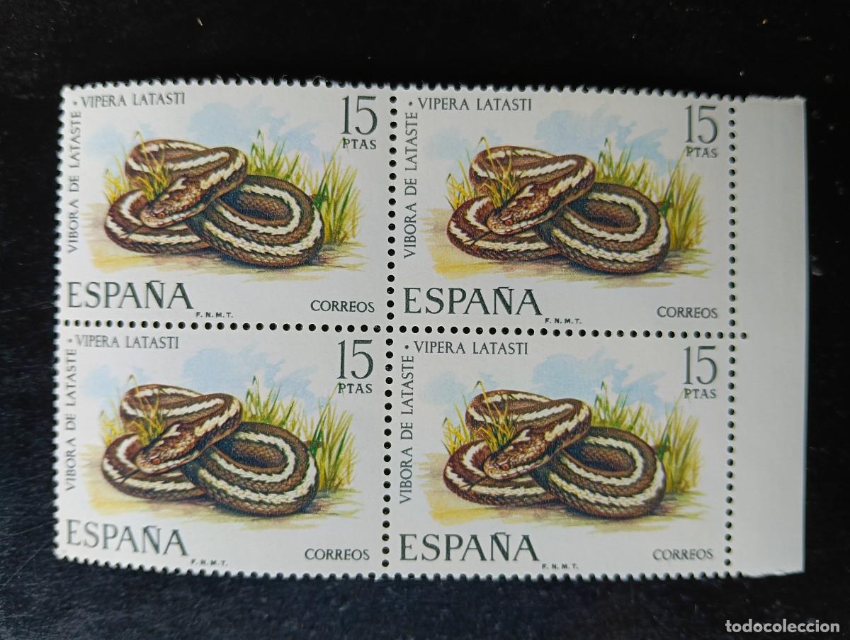 Sellos: Espa&ntilde;a 1974 - Edifil 2196 - Fauna hispanica. vibora de lataste - bloque de 4