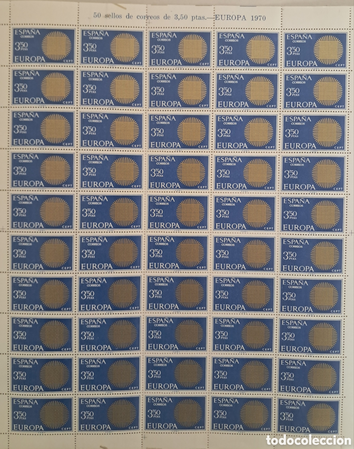 Sellos: Edifil 1973 . Pliego 50 sellos MNH. EUROPA 1970
