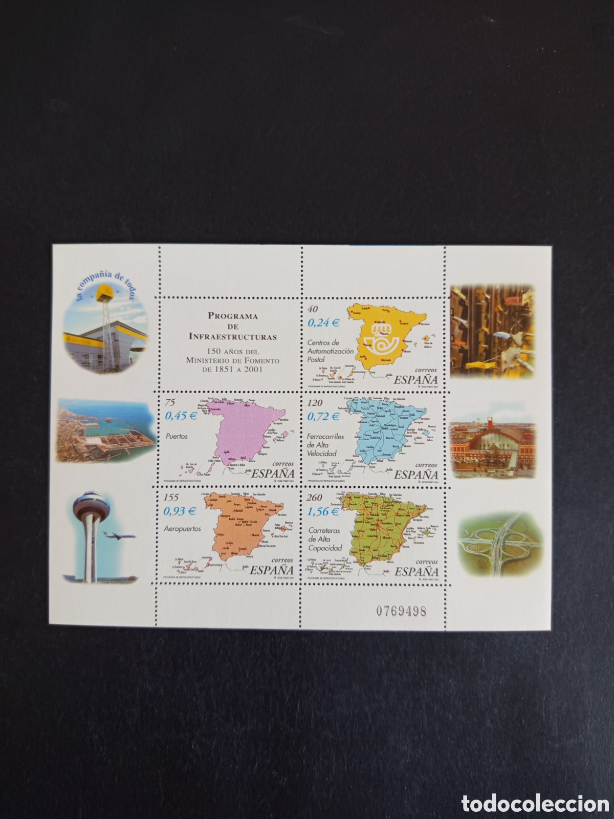 Sellos: Espa&ntilde;a, 2001. 150 A&ntilde;os Ministerio de Fomento. Ed. 3855. Pedido m&iacute;nimo 3 &euro;. Ver fotos.