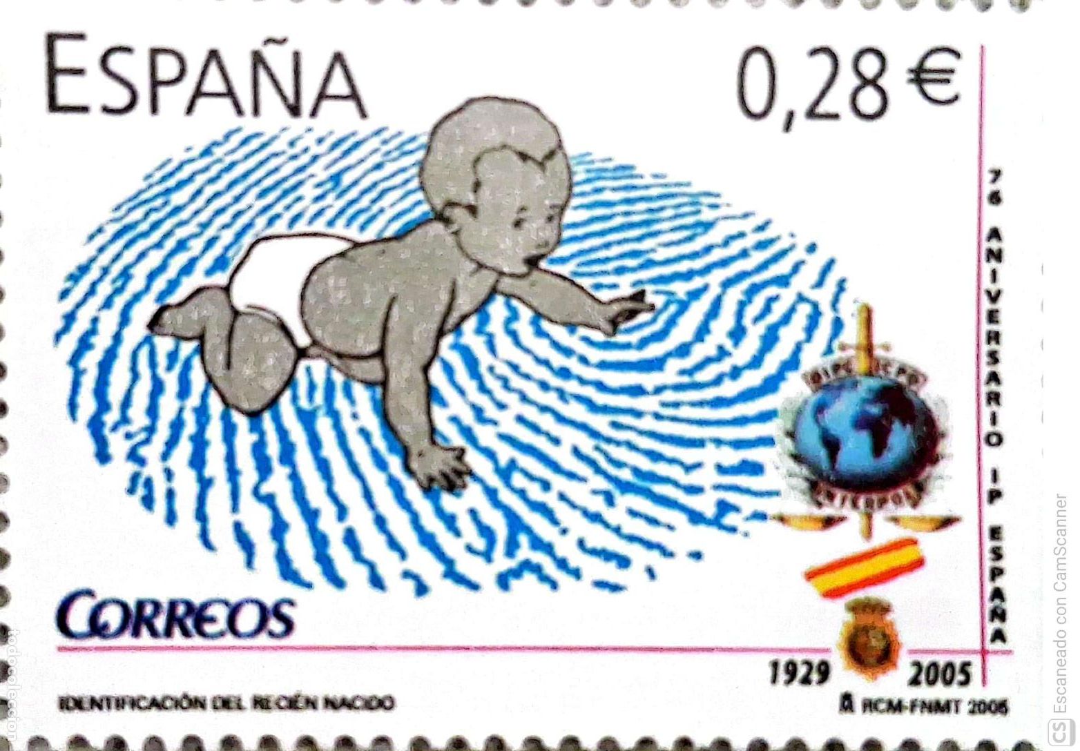 Sellos: Espa&ntilde;a. 4173 Identificaci&oacute;n del reci&eacute;n nacido. 2005. Oferta bajo facial.