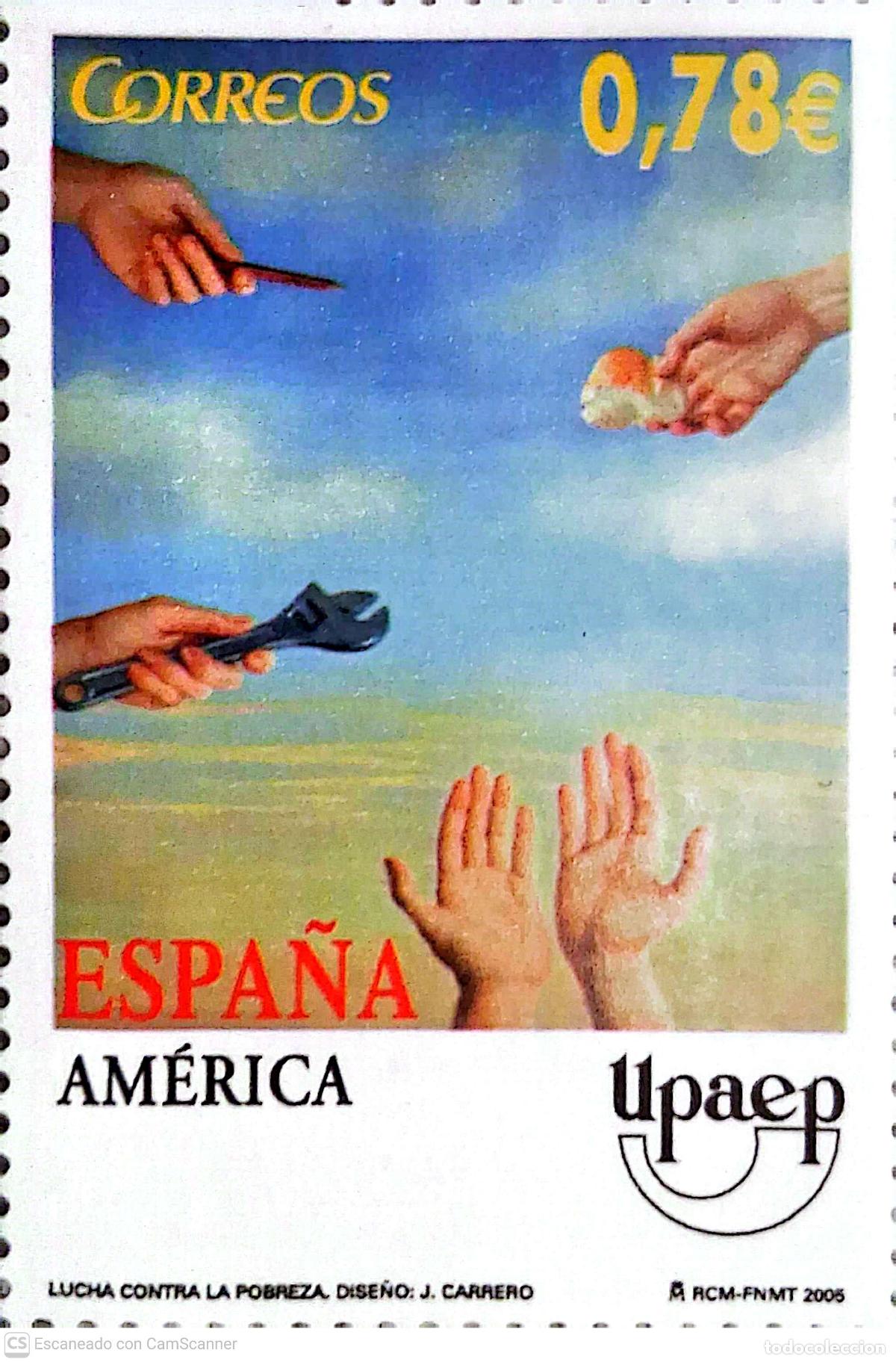 Sellos: Espa&ntilde;a. 4189 Am&eacute;rica-Upaep: Alegor&iacute;a, obra de Carrero. 2005. Oferta bajo facial