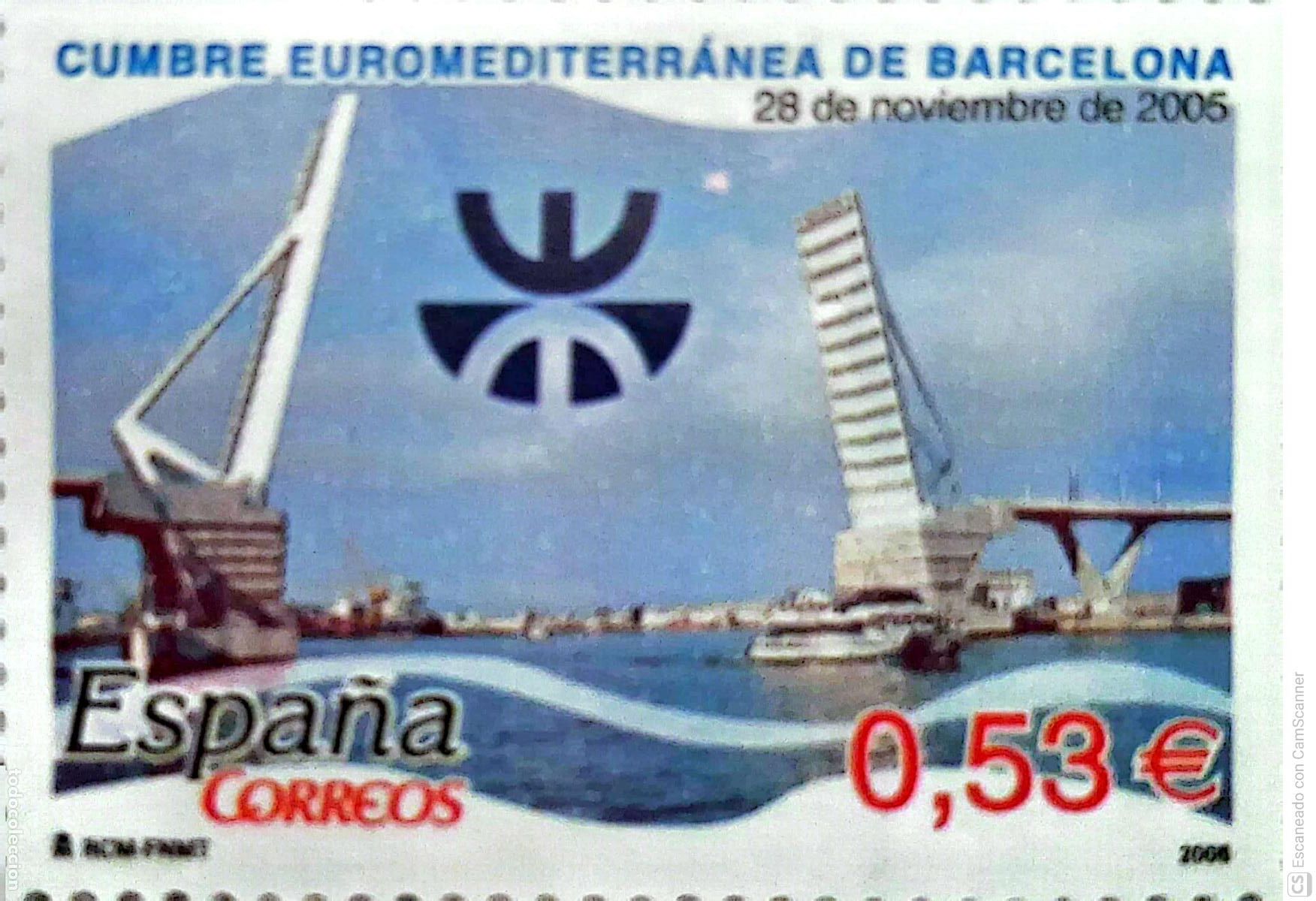 Sellos: Espa&ntilde;a. 4197 Cumbre euromediterr&aacute;nea. 2005. Oferta bajo facial