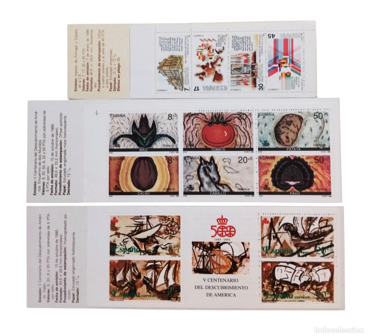 Sellos: LOTE DE 3 CARN&Eacute;S ESPA&Ntilde;A 1986, 1989, 1990. NUEVO - MNH.