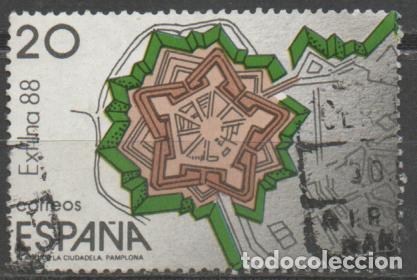 Sellos: EDIFIL SH 2956, EXFILNA 1988, PLANO DE LA CIUDADELA DE PAMPLONA, USAD0