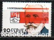 Sellos: EDIFIL 2948, PRIMER CENTENARIO DE LA UGT, PABLO IGLESIAS, NUEVO **