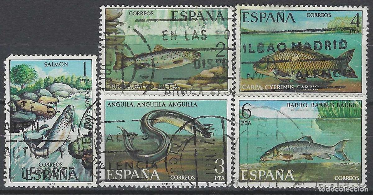 Sellos: ESPA&Ntilde;A 1977 - FAUNA, PECES DE R&Iacute;O, S.COMPLETA - USADOS