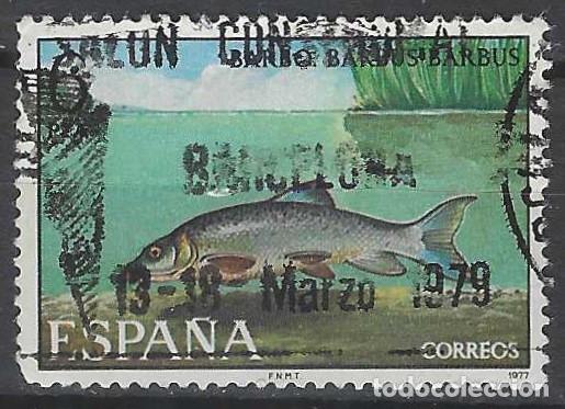 Sellos: ESPA&Ntilde;A 1977 - FAUNA, PECES DE R&Iacute;O, BARBO - USADO