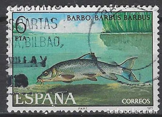 Sellos: ESPA&Ntilde;A 1977 - FAUNA, PECES DE R&Iacute;O, BARBO - USADO