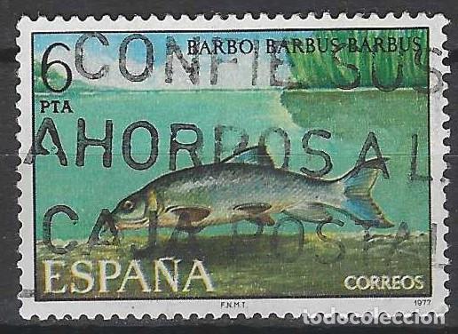 Sellos: ESPA&Ntilde;A 1977 - FAUNA, PECES DE R&Iacute;O, BARBO - USADO