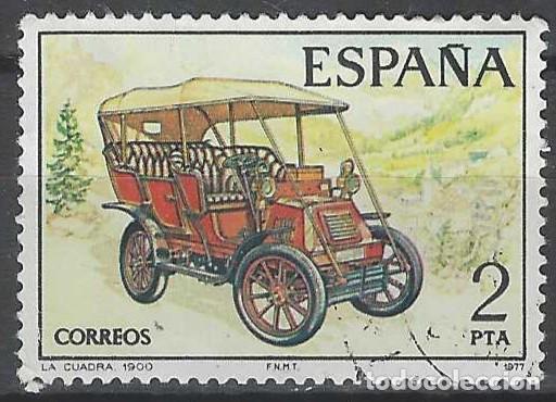 Sellos: ESPA&Ntilde;A 1977 - COCHES ESPA&Ntilde;OLES ANTIGUOS, LA CUADRA, 1900 - USADO