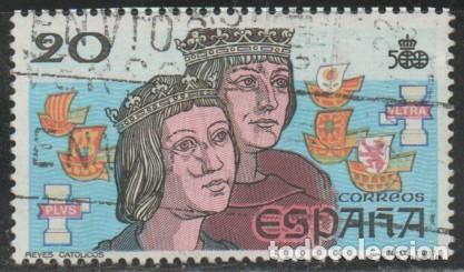 Sellos: EDIFIL 2920 LOS REYES CATOLICOS, 5&ordm; centenario descubrimiento de Am&eacute;rica, usado