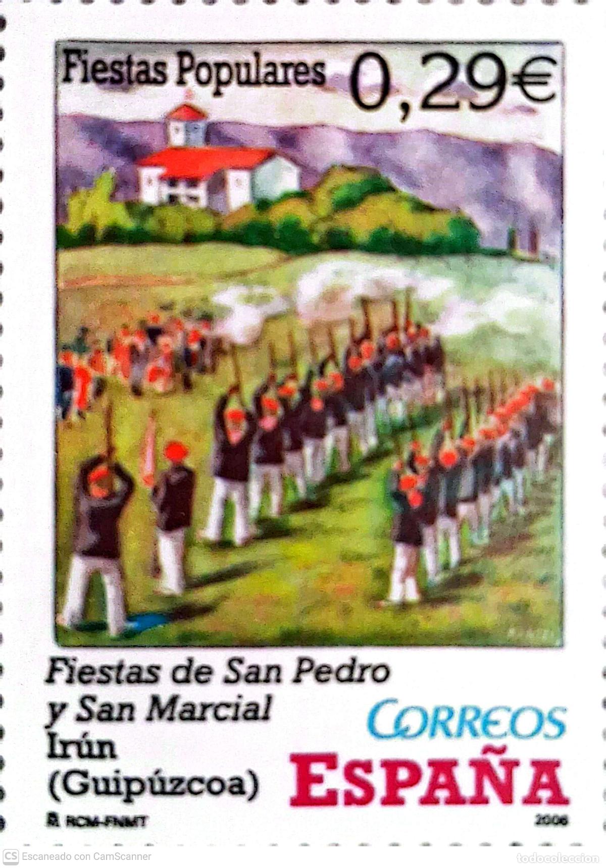 Sellos: Espa&ntilde;a. 4242 Fiestas de S. Pedro y S. Marcial (Ir&uacute;n). 2006. Oferta bajo facial.