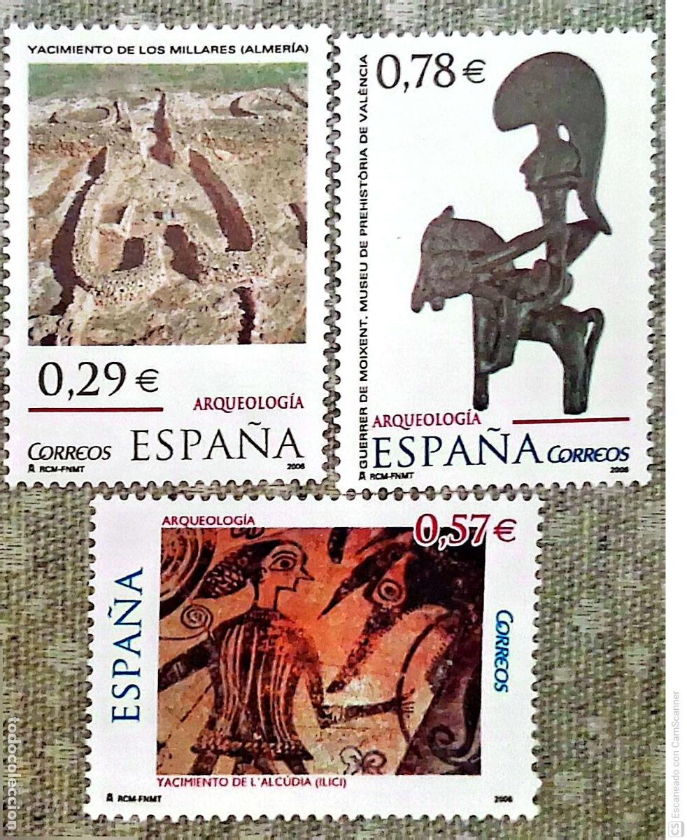 Sellos: Espa&ntilde;a. 4250/52 Arqueolog&iacute;a. 2006 Oferta bajo facial.