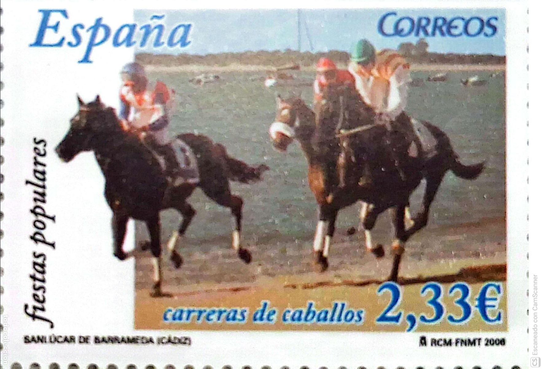 Sellos: Espa&ntilde;a. 4253 Fiestas: Carreras de Caballos (Sanl&uacute;car de Barrameda). 20O6. Oferta bajo facial.