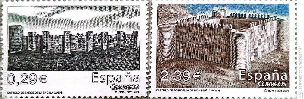 Sellos: Espa&ntilde;a. 4259/60 Castillos: Ba&ntilde;os de la Encina y Torroella de Montgri (Gerona). Oferta bajo facial.
