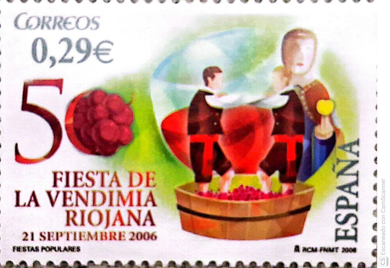 Sellos: Espa&ntilde;a. 4265 Fiesta de la Vendimia Riojana. 2006. Oferta bajo facial.