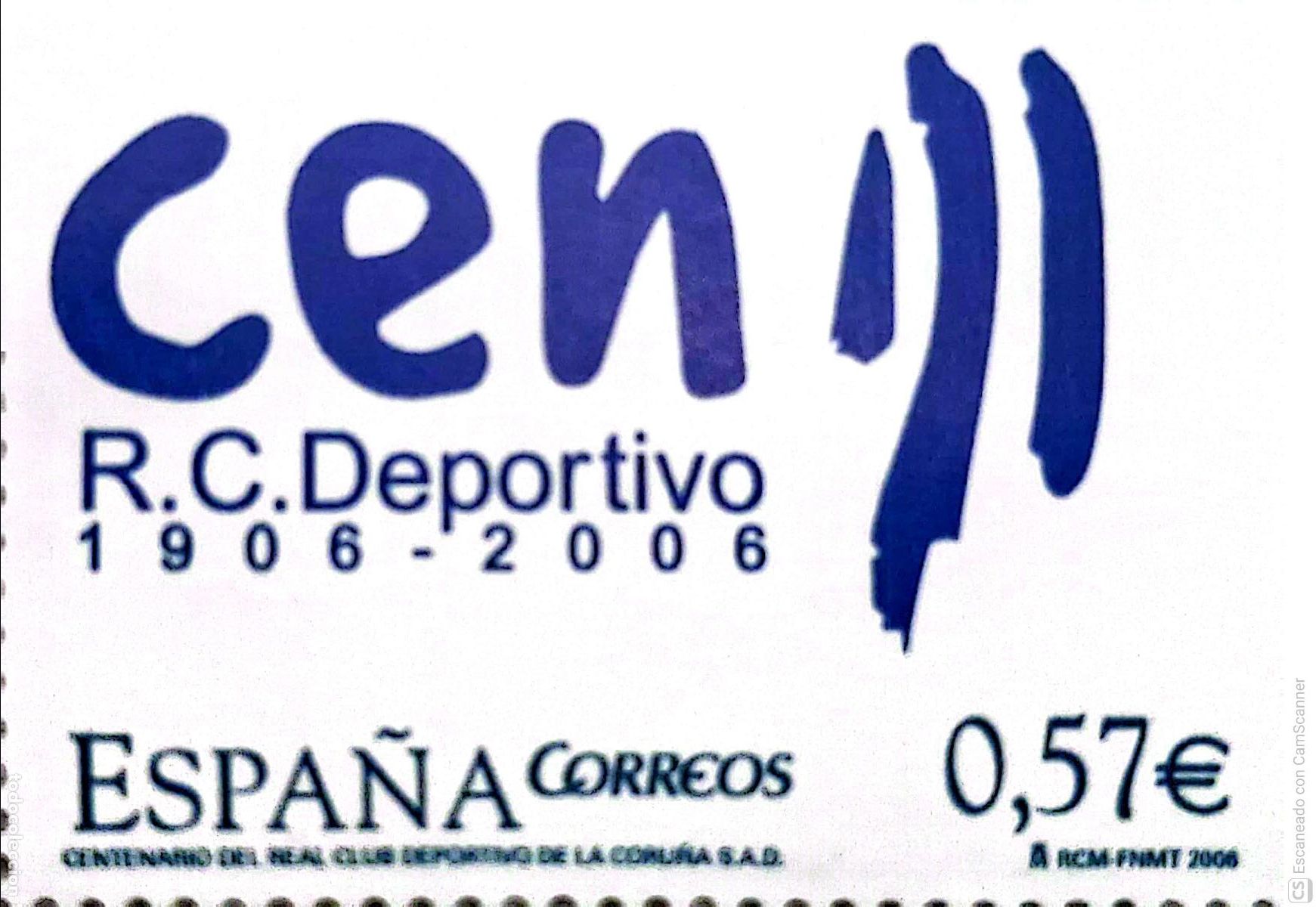 Sellos: Espa&ntilde;a. 4266 Centenario Real Club Deportivo de La Coru&ntilde;a: Logotipo. 2006 Oferta bajo facial.