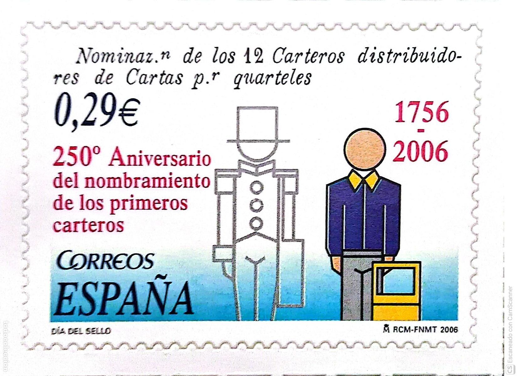 Sellos: Espa&ntilde;a. 4276 D&iacute;a del Sello: Carteros con uniformes. 2006. Oferta bajo facial.