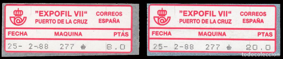 Sellos: Espa&ntilde;a - ATMs - Edi ** B - 18a/18b - 1989 - Expofil VII - Puerto de la Cruz