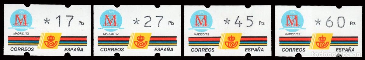 Sellos: Espa&ntilde;a - ATMs - Edi ** C. 1 - 5 - 1992 - Madrid - Capital Europea - 4 valores
