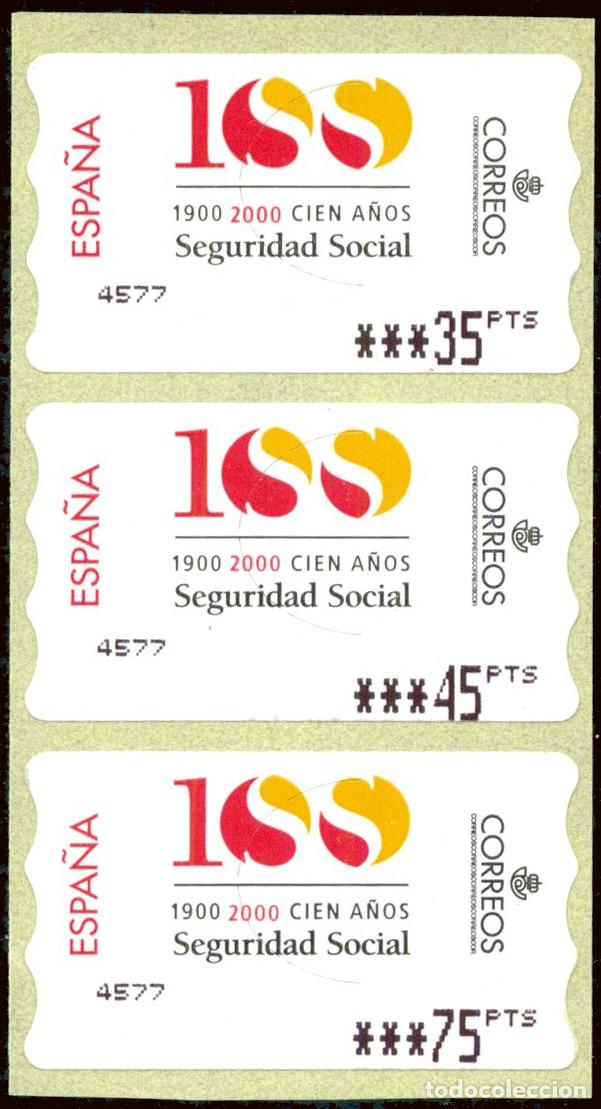 Sellos: Espa&ntilde;a - ATMs - Edi ** C. 2 - 32 - 2000 - Cien a&ntilde;os Seguridad Social - 3 valores