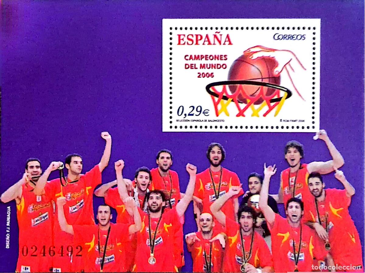 Sellos: Espa&ntilde;a. 4267 HB Campeones de Basquet. 2006. Oferta bajo facial