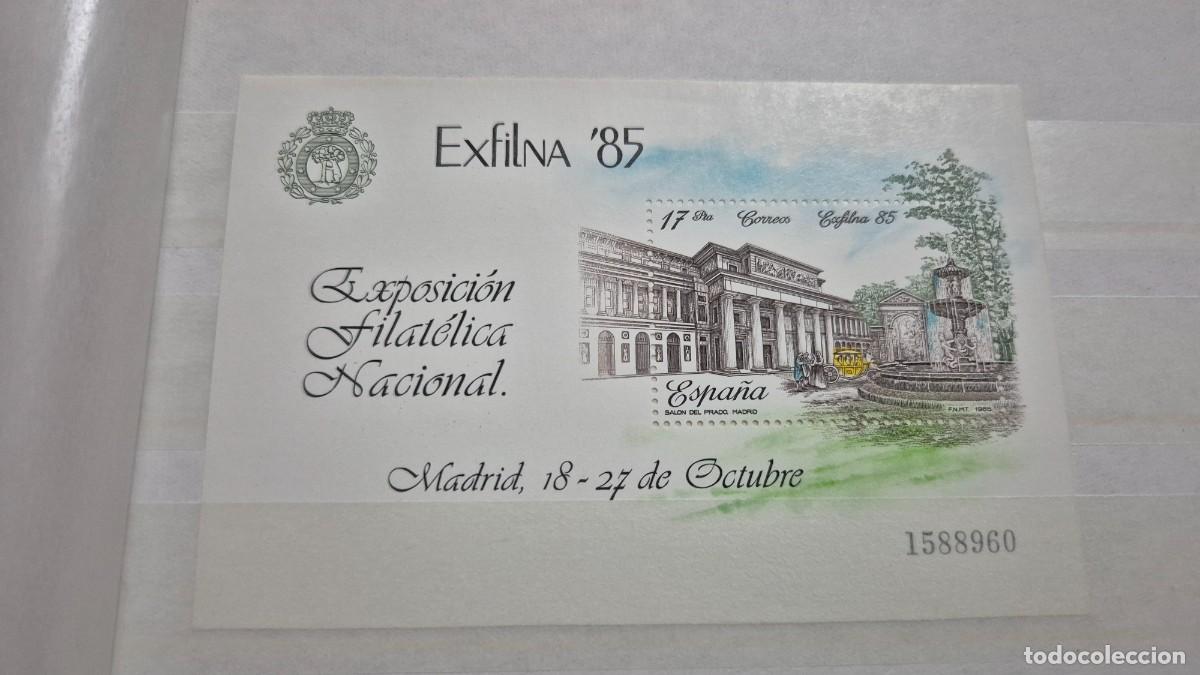 Sellos: LOTE SELLOS ESPA&Ntilde;A A&Ntilde;O 1985 EXFILNA 85 HOJA BLOQUE