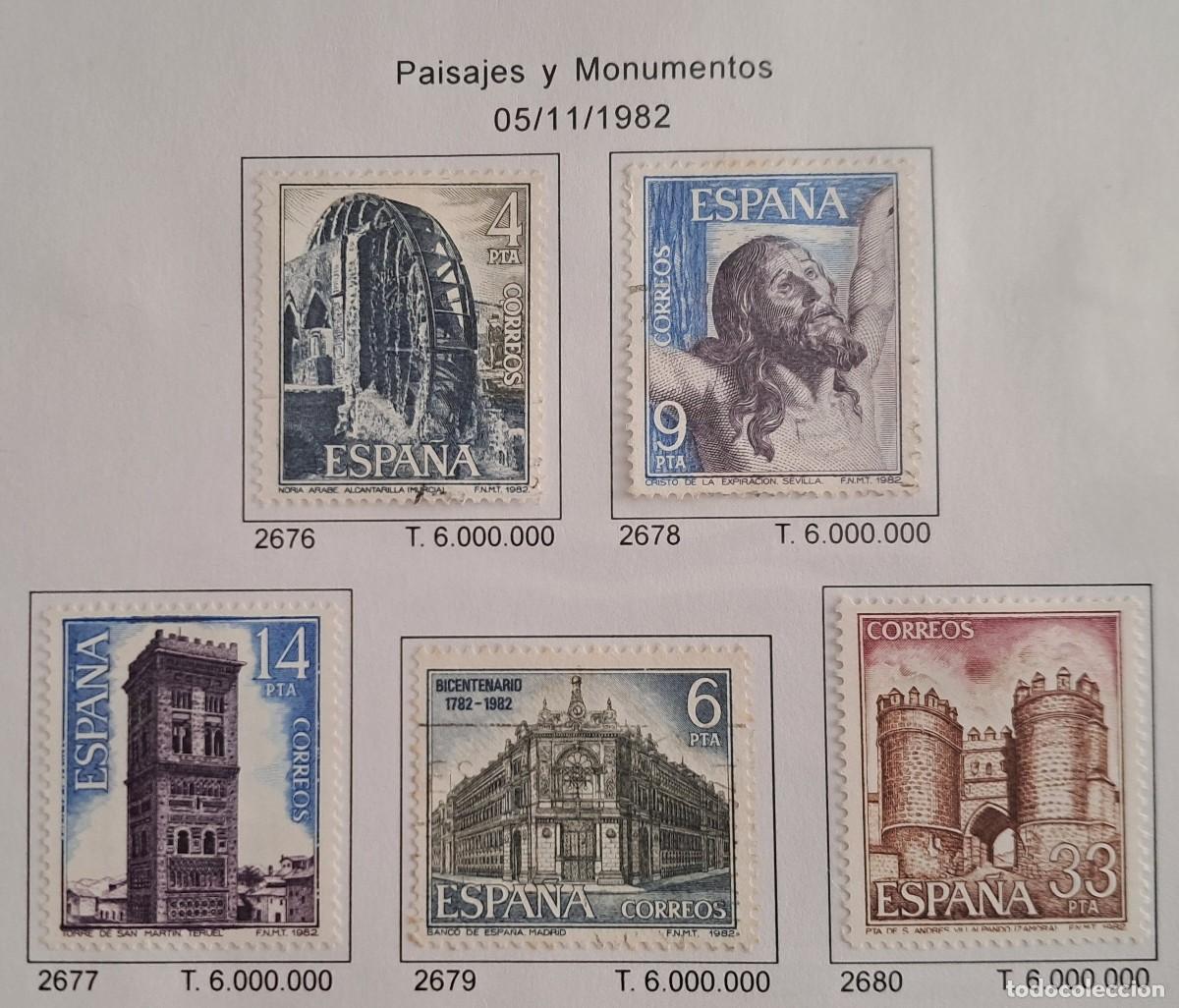 Sellos: serie completa de sellos de Espa&ntilde;a usados, paisajes y monumentos, edifil 2676-2680, a&ntilde;o 1982.