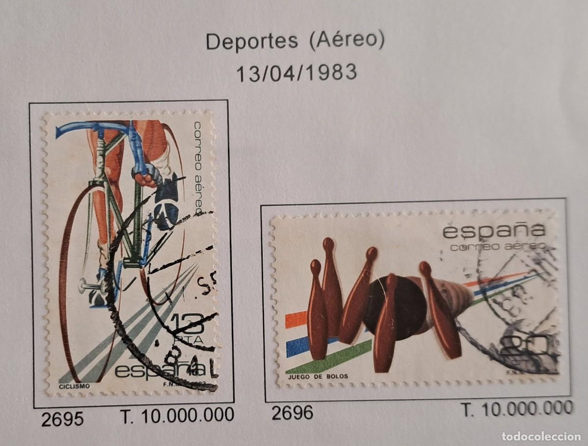 Sellos: serie completa de sellos de Espa&ntilde;a usados, deportes, a&eacute;reo, edifil 2695-2696, a&ntilde;o 1983.