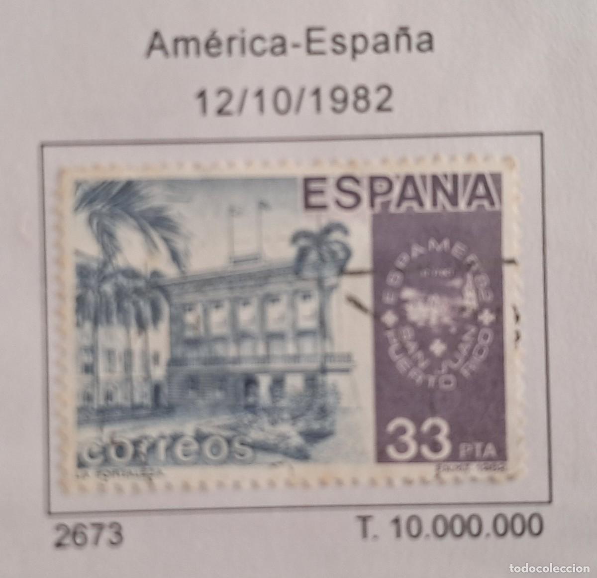 Sellos: sello de Espa&ntilde;a usado, Am&eacute;rica-Espa&ntilde;a, edifil 2673, a&ntilde;o 1982