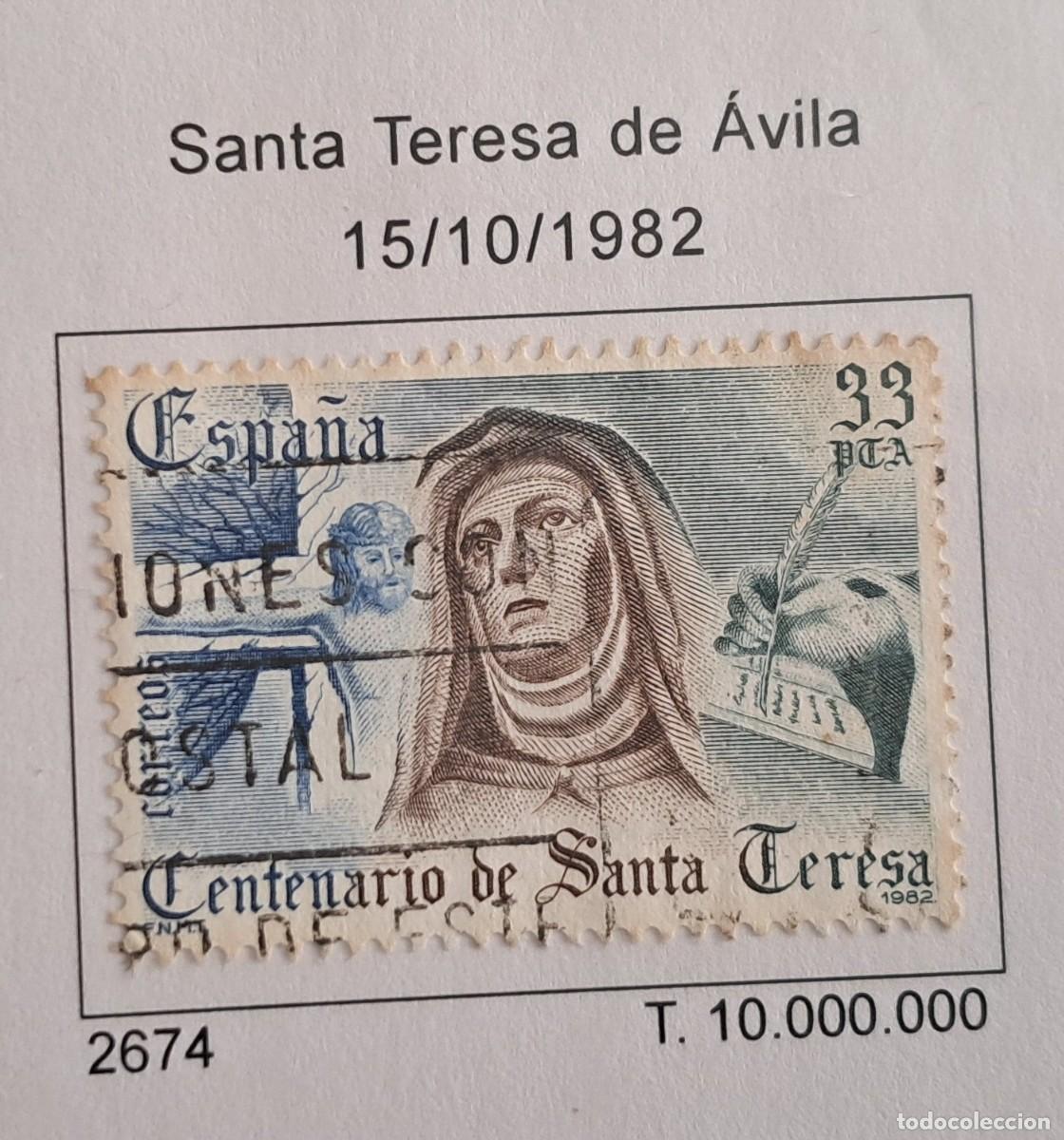 Sellos: sello de Espa&ntilde;a usado, Santa Teresa de &Aacute;vila, edifil 2674, a&ntilde;o 1982.